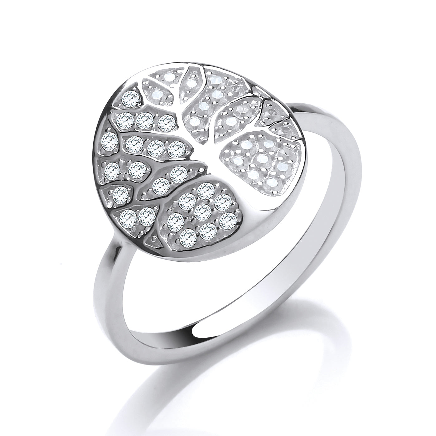Silver  CZ Firefly Tree of Life Signet Ring - GVR813