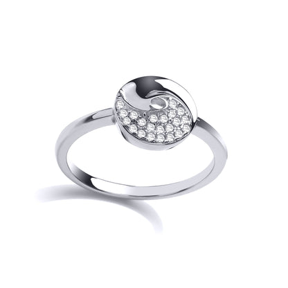 Silver  CZ Donut Swirl Dress Ring - GVR827