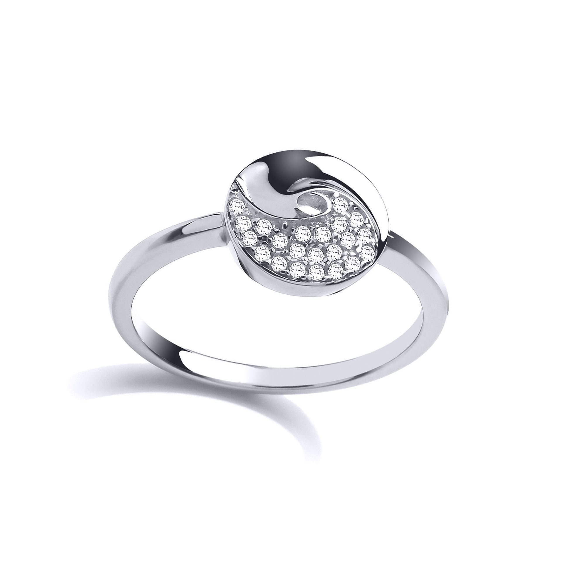 Silver  CZ Donut Swirl Dress Ring - GVR827