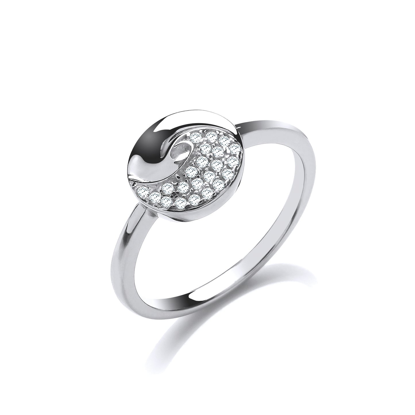 Silver  CZ Donut Swirl Dress Ring - GVR827