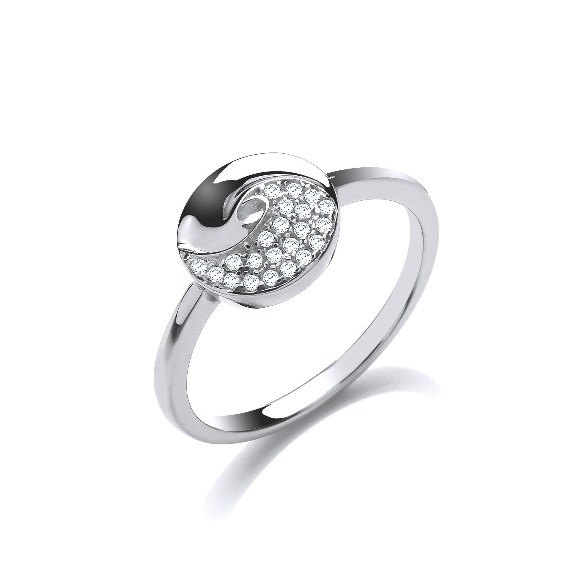 Silver  CZ Donut Swirl Dress Ring - GVR827