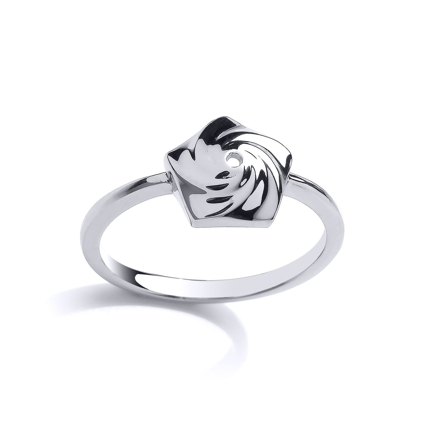 Silver  Swirling Pentagon Charm Ring - GVR829