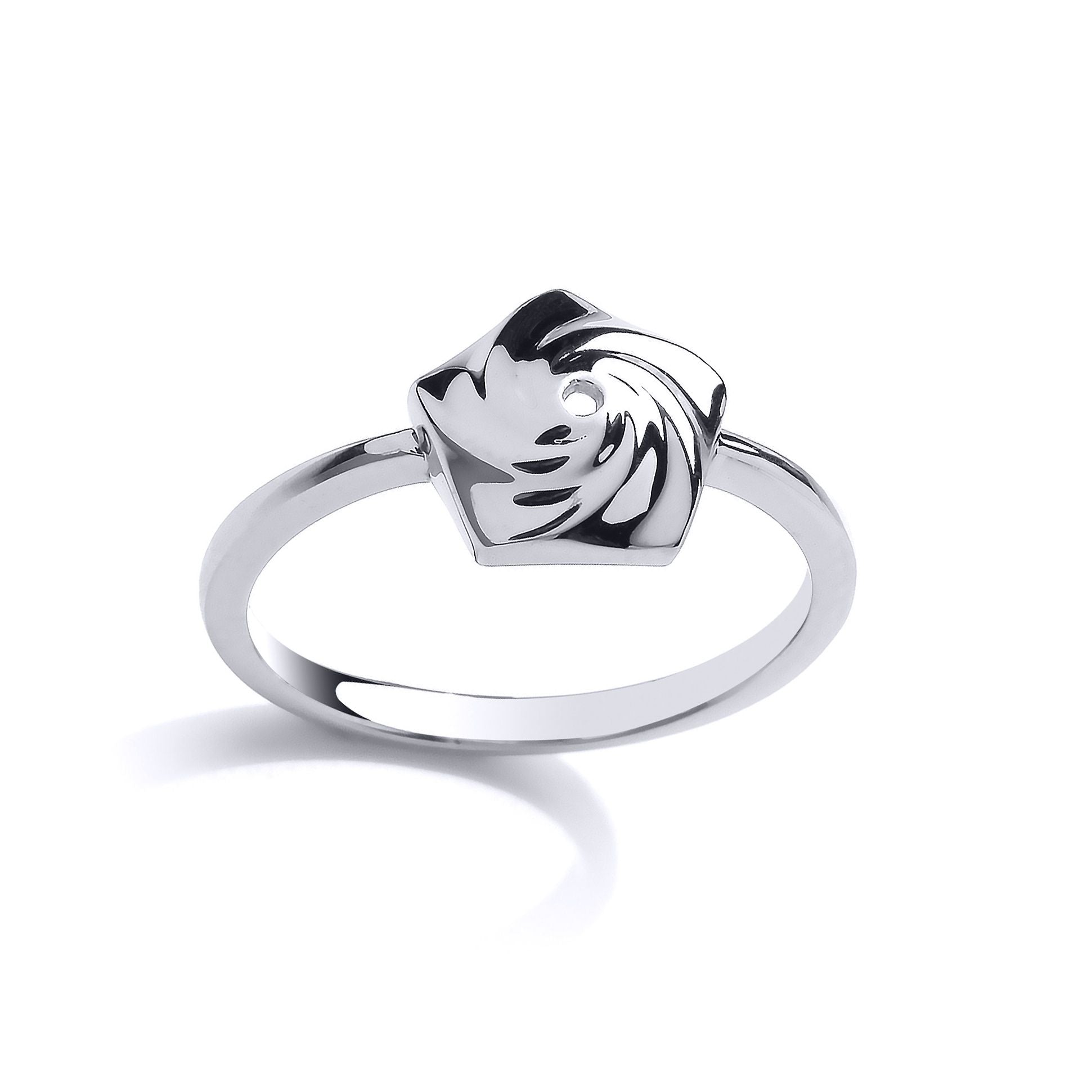 Silver  Swirling Pentagon Charm Ring - GVR829