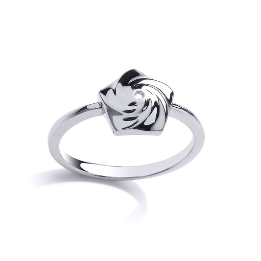 Silver  Swirling Pentagon Charm Ring - GVR829