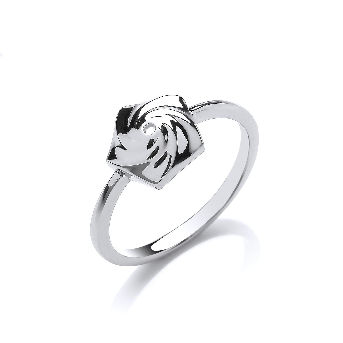 Silver  Swirling Pentagon Charm Ring - GVR829