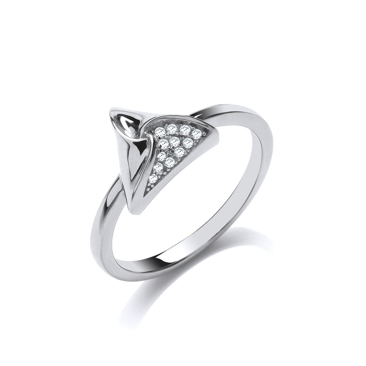 Silver  CZ Triangle Hamantaschen Dress Ring - GVR830