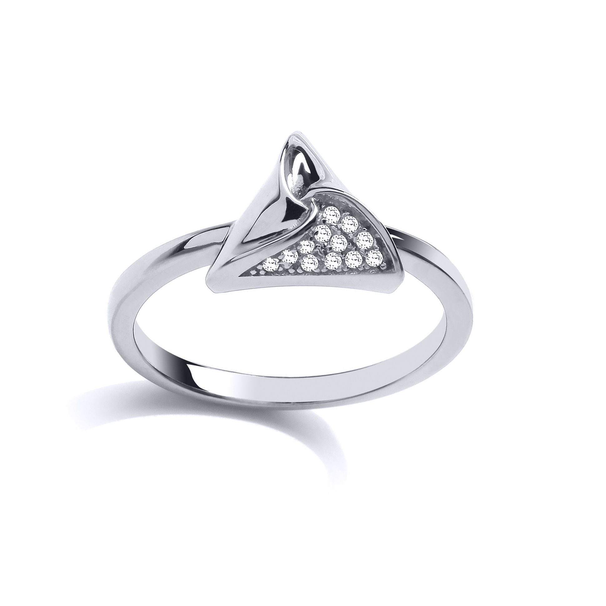 Silver  CZ Triangle Hamantaschen Dress Ring - GVR830