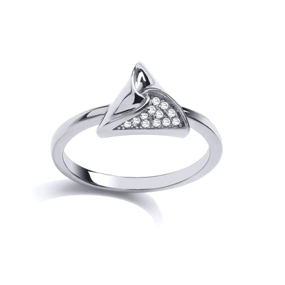 Silver  CZ Triangle Hamantaschen Dress Ring - GVR830