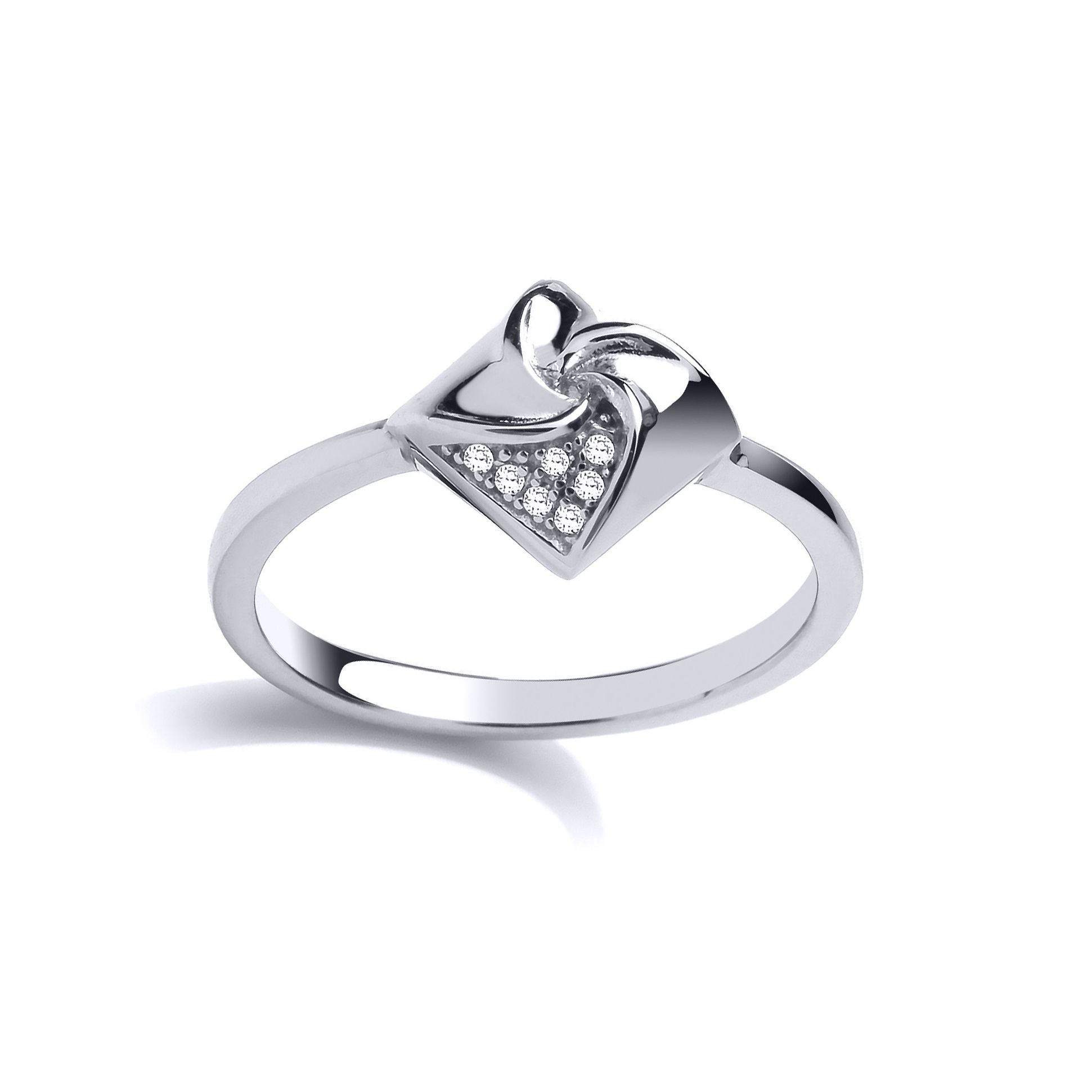 Silver  CZ Swirling Square Dress Ring - GVR832