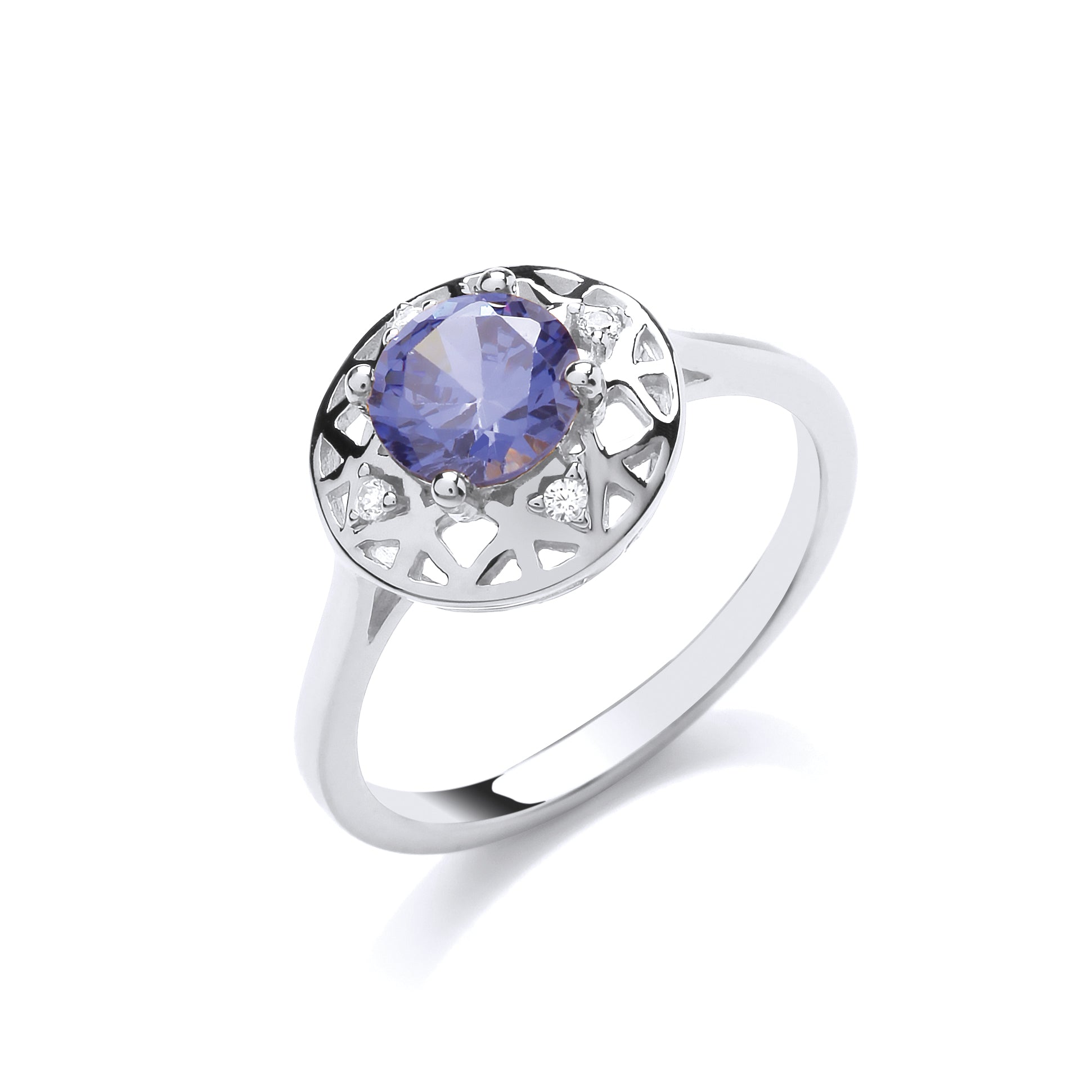 Silver  Lilac CZ Moonlight Frost Cluster Ring - GVR837