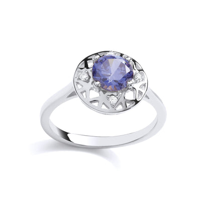 Silver  Lilac CZ Moonlight Frost Cluster Ring - GVR837