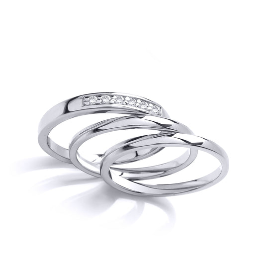 Silver  CZ Eternity Triple Band Bridal Rings Set - GVR853