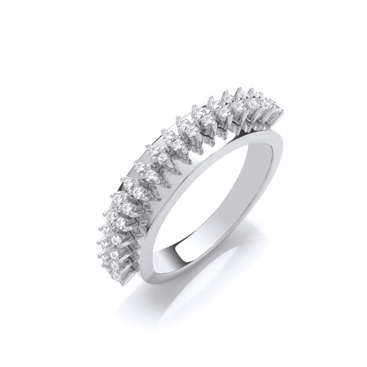 Silver  CZ Spinal Cord Style 2 Row Eternity Ring - GVR864