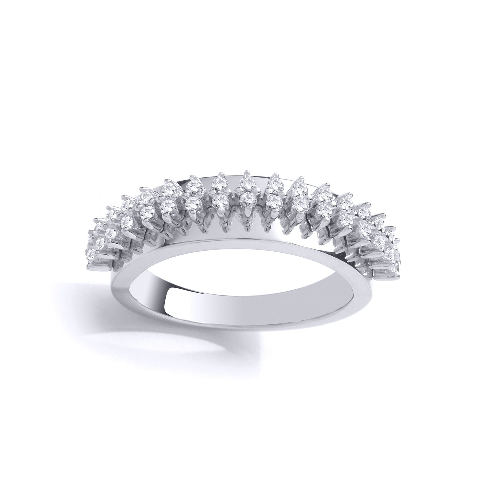 Silver  CZ Spinal Cord Style 2 Row Eternity Ring - GVR864