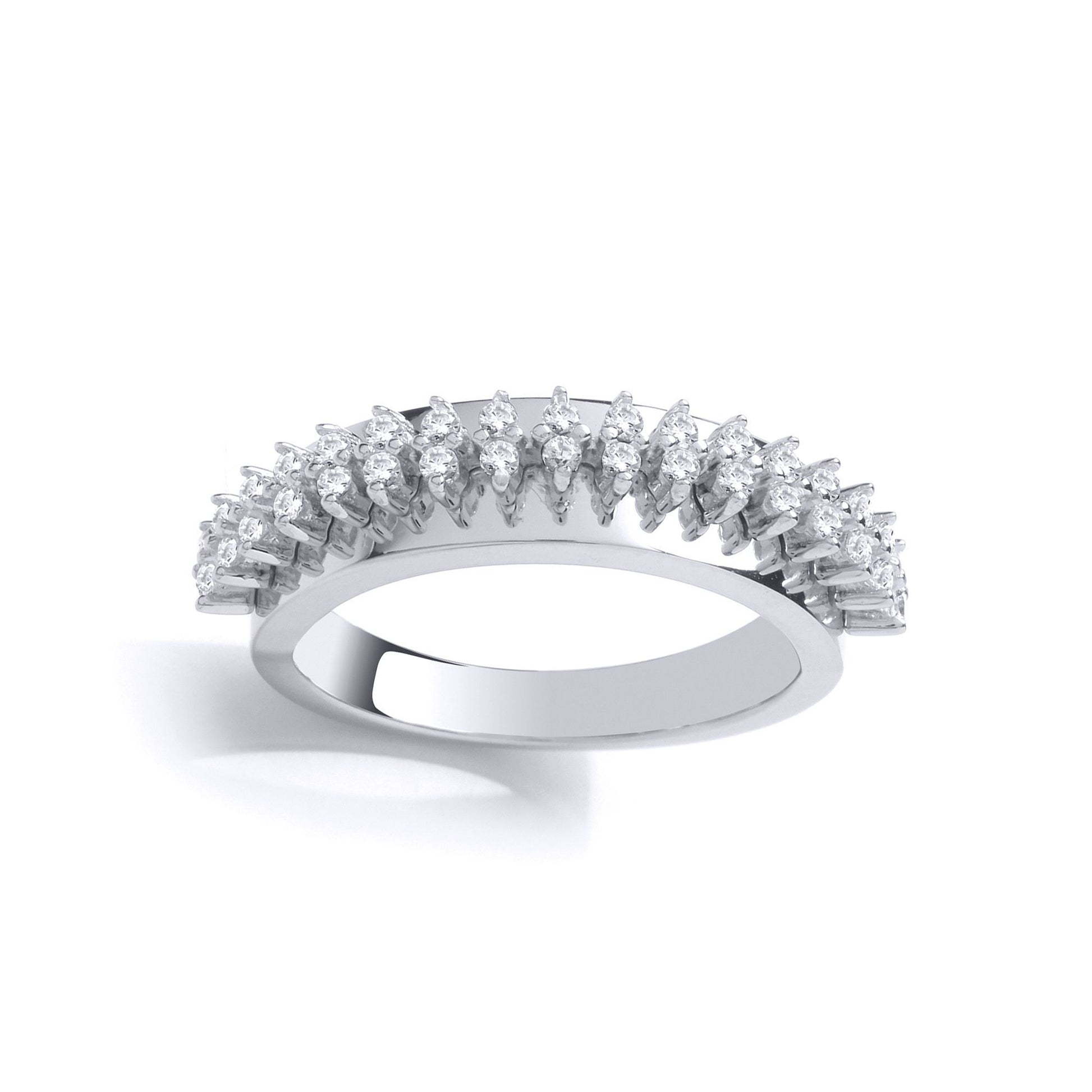 Silver  CZ Spinal Cord Style 2 Row Eternity Ring - GVR864
