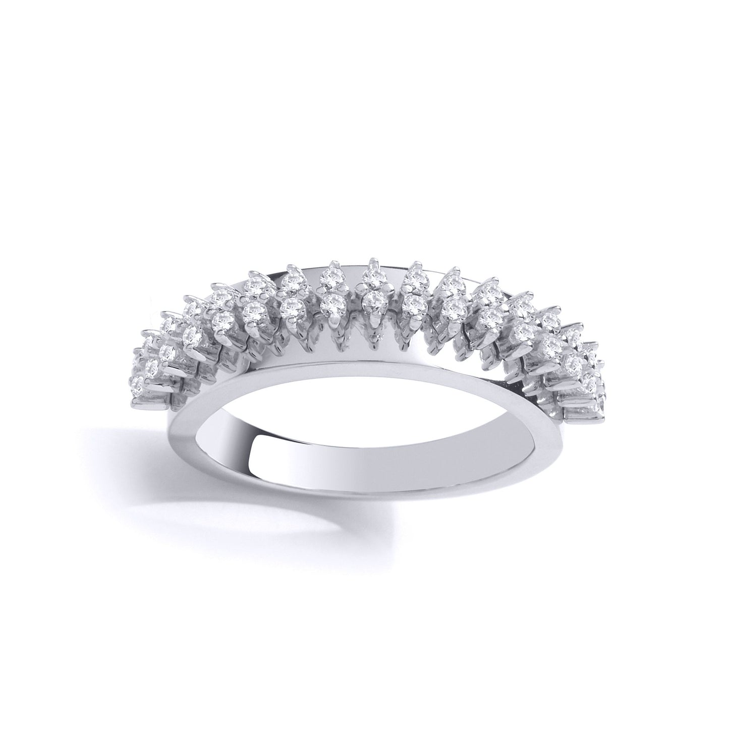 Silver  CZ Spinal Cord Style 2 Row Eternity Ring - GVR864