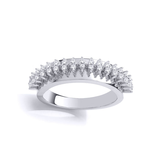 Silver  CZ Spinal Cord Style 2 Row Eternity Ring - GVR864
