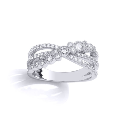 Silver  CZ Crossover Bubbly Eternity Ring - GVR872