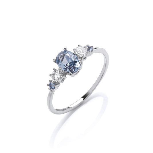 Silver  Icy Alternating Eternity Cocktail Ring - GVR878