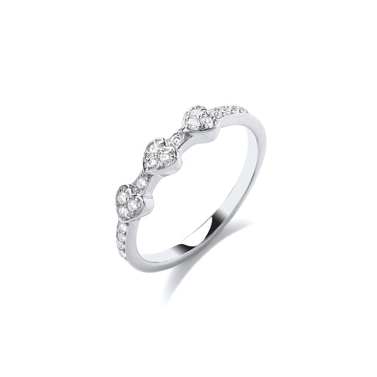 Silver  Trilogy Love Hearts Stacker Ring - GVR879