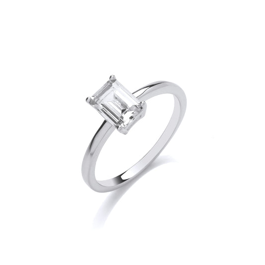 Silver  Minimal 4 Claw Solitaire Engagement Ring - GVR909