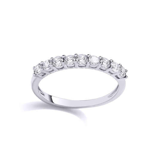 925 Sterling Silver  CZ 9 Stone Half Eternity Ring - GVR927WH