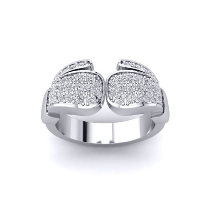 Mens Silver  CZ Torque Style Pair Boxing Glove Ring - GVR933