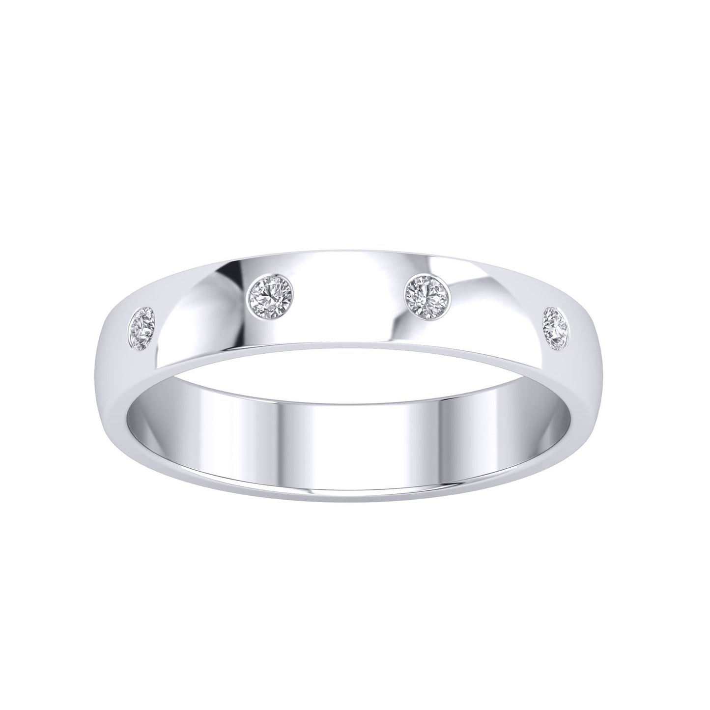 Silver  CZ D-Shape 5 Stone Half Eternity Wedding Band Ring 4mm - GVR937