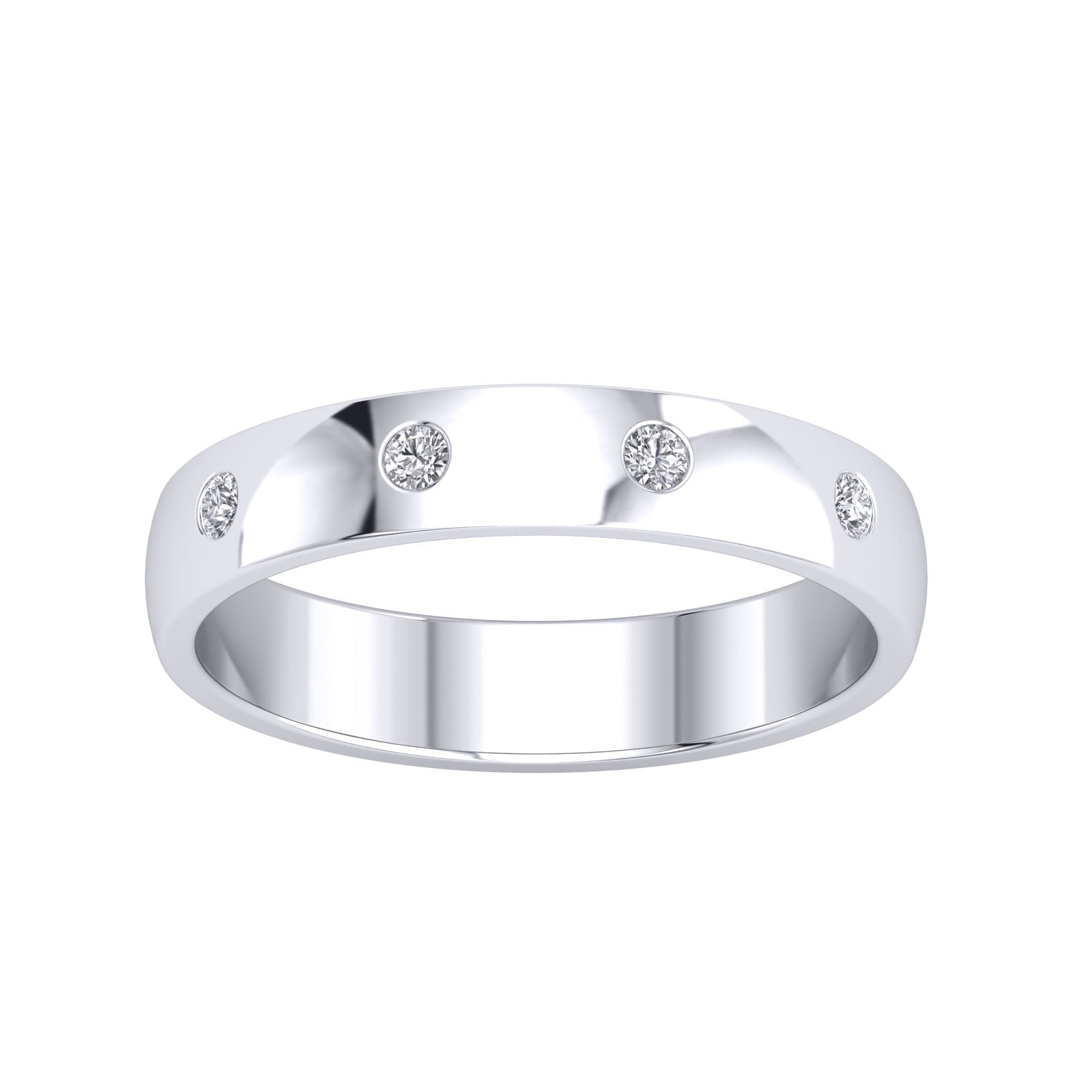 Silver  CZ D-Shape 5 Stone Half Eternity Wedding Band Ring 4mm - GVR937