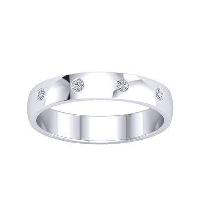 Silver  CZ D-Shape 5 Stone Half Eternity Wedding Band Ring 4mm - GVR937