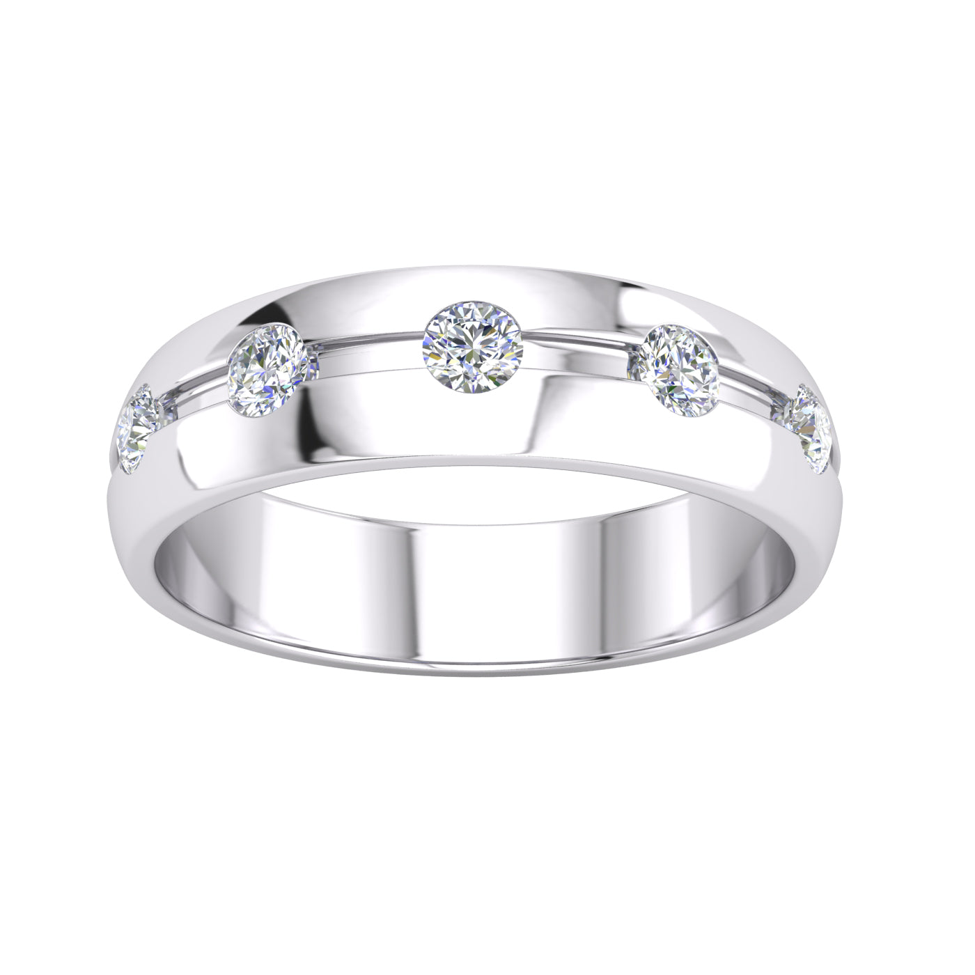 Silver  4.5mm 5 Wedding Band Ring Wedding Band Ring - GVR938