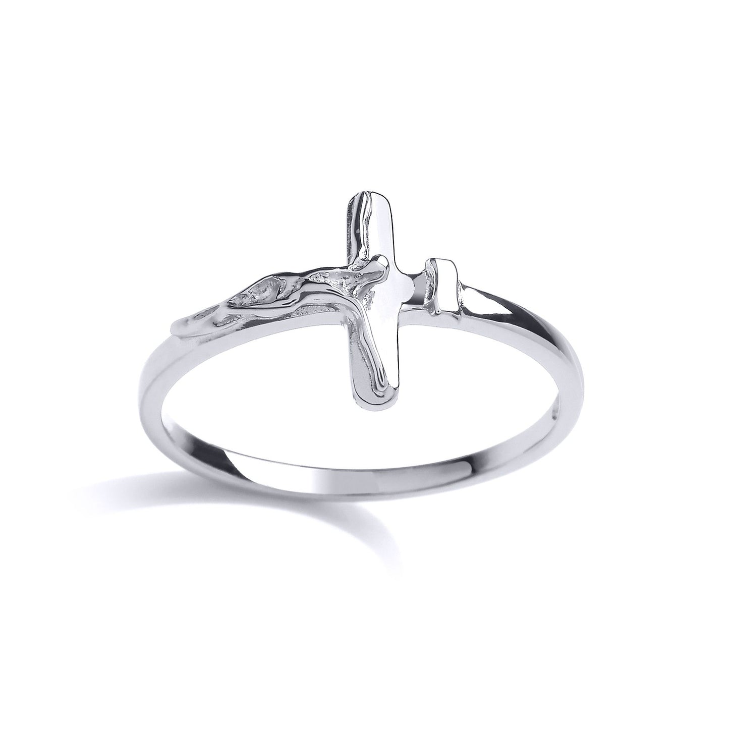 925 Sterling Silver  T-Bar Crucifix Cross Band Ring - GVR954