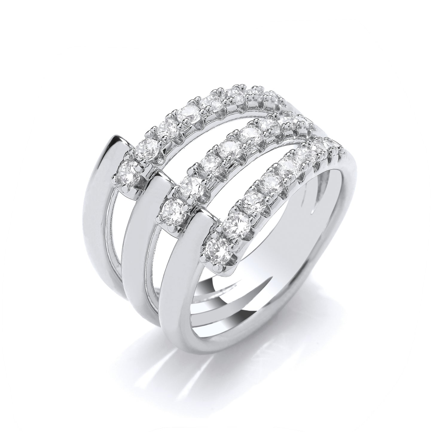 Silver  Double Fork Split Crossover Bypass Eternity Ring - GVR960
