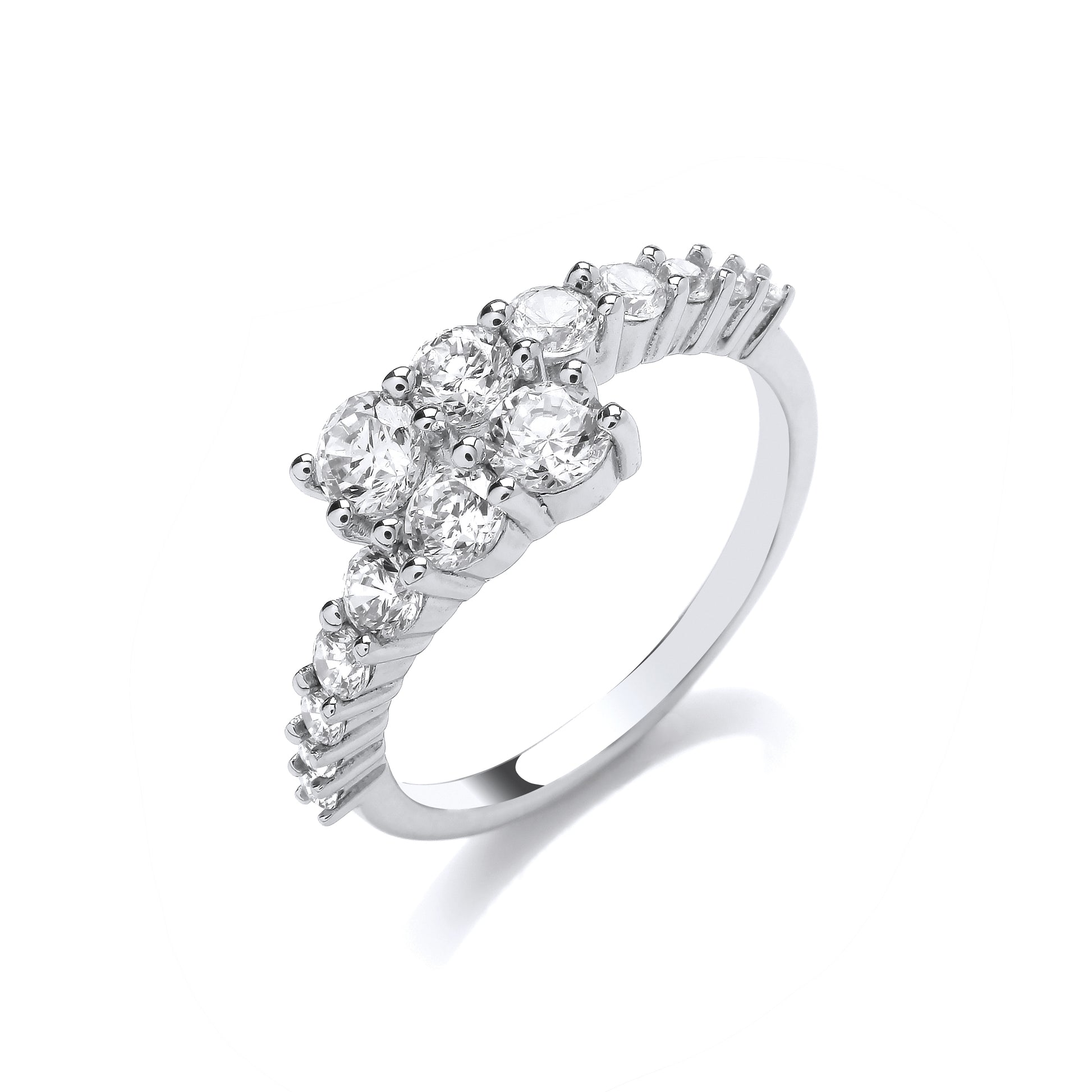 Silver  Crossover Graduated Bypass Eternity Ring - GVR964