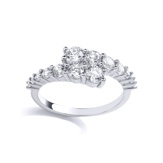 925 Sterling Silver  CZ Crossover Graduated Bypass Eternity Ring - GVR964