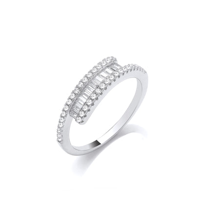 Silver  Crossover Bypass Channel Set Eternity Ring - GVR975