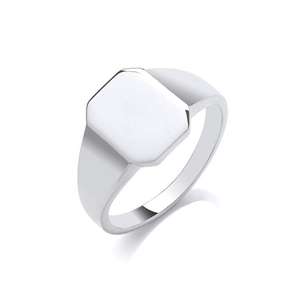 Mens Silver  Rectangle Octagon Signet Ring - GVR981