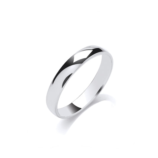 Silver  Court Shape Polished Wedding Band Ring 4mm - GVR988
