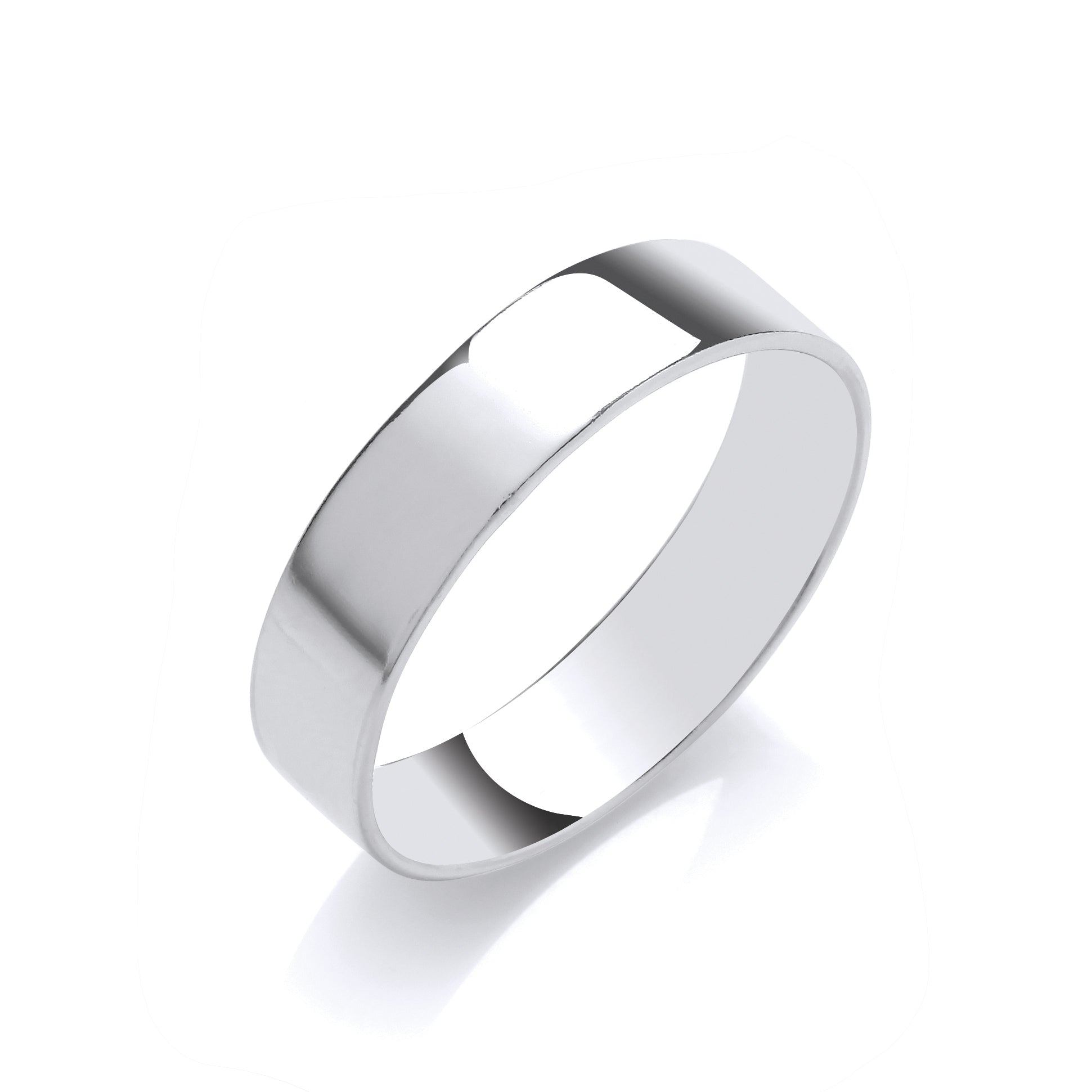 Mens Silver  Court Shape Polished Band Ring 5mm - GVR989