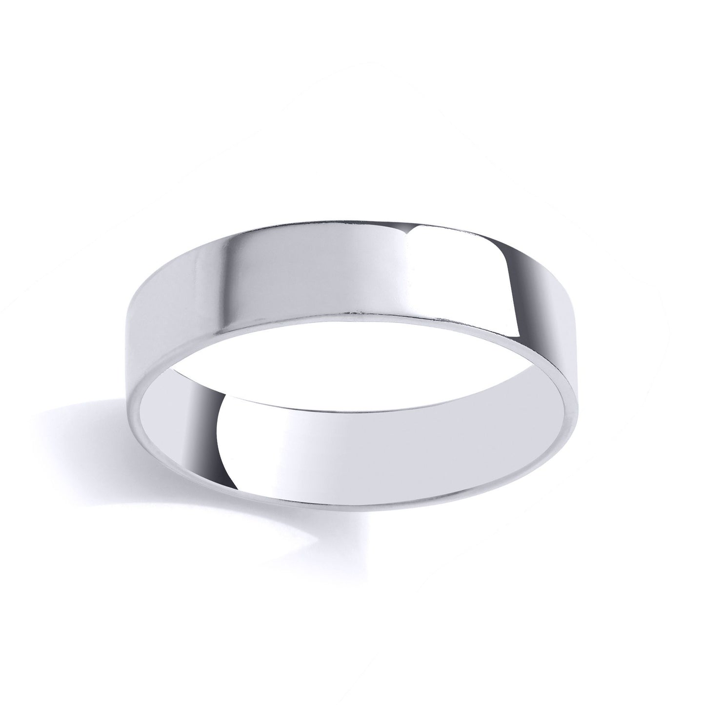 Mens 925 Sterling Silver  Flat Profile Polished Band Ring 6mm - GVR989