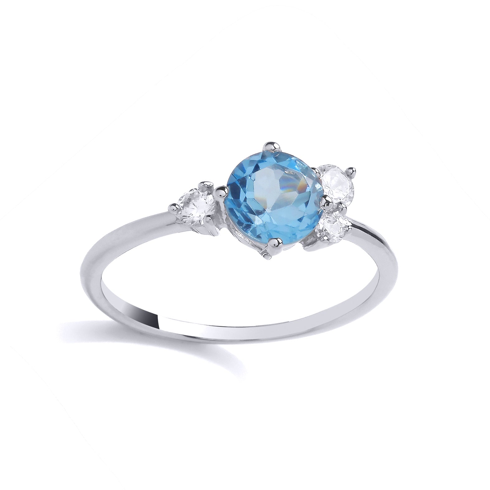 Silver  Swiss Blue CZ Frozen Icycle Cluster Toi et Moi Ring - GVR991