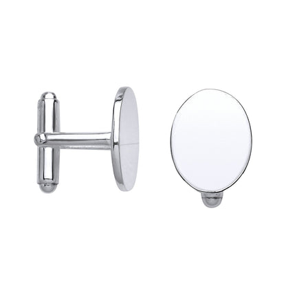 Mens Silver  Oval Disc Swivel Cufflinks - GVU19