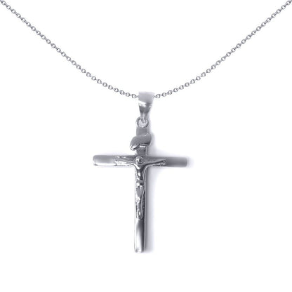 Silver  D-Shape Dome Cross Pendant Necklace - GVX033