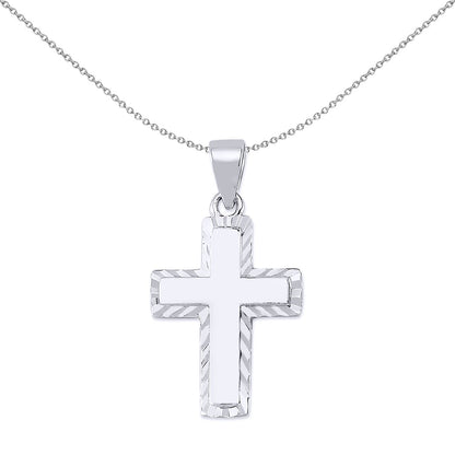 Silver  Sunburst Frame Plain Cross Pendant Necklace - GVX049