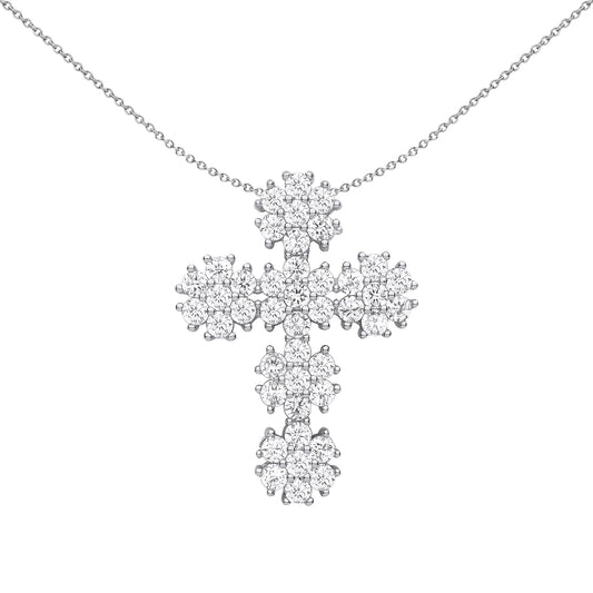 Unisex Silver  Fuzzy Dandelion Cluster Cross Pendant Necklace - GVX060