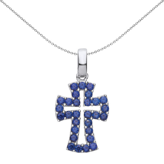Unisex Silver  Graduated Serif Byzantine Cross Pendant Necklace - GVX065