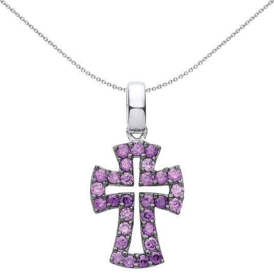 Unisex Silver  Graduated Serif Byzantine Cross Pendant Necklace - GVX066
