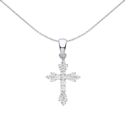 Unisex Silver  Bottoni Fiery Cluster Cross Pendant Necklace - GVX069