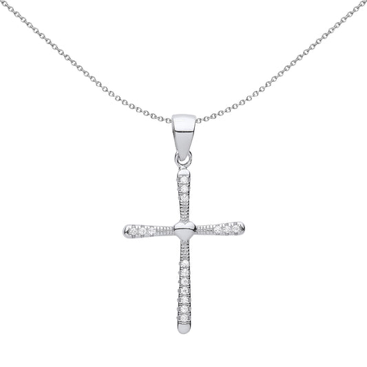 Unisex Silver  Love Heart Graduated Cross Pendant Necklace - GVX070