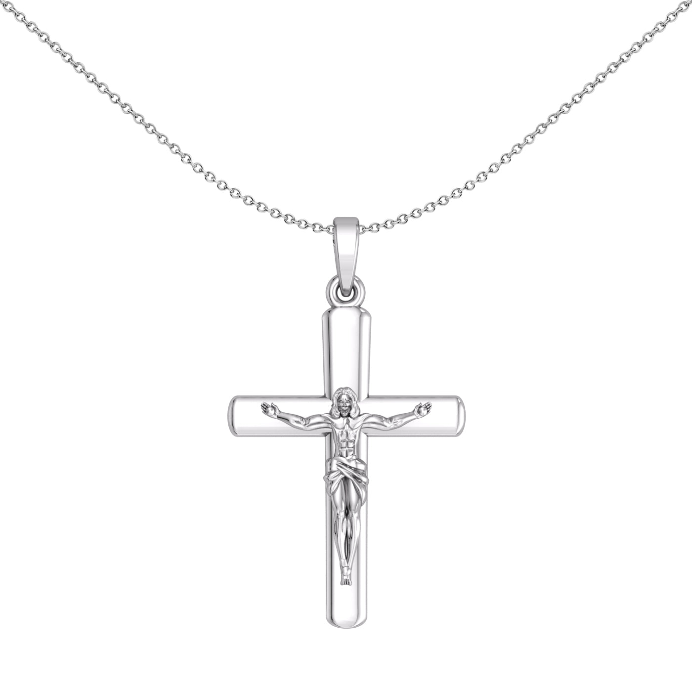 Unisex Silver Crucifix Cross Necklace - GVX093